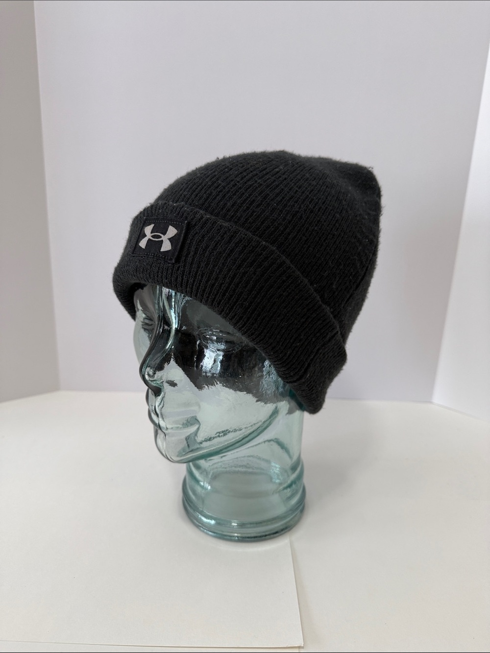 Under Armour Black Fold-Over Cuff Beanie with Logo